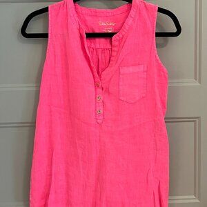 Lilly Pulitzer Bright Pink Linen Tank size XS